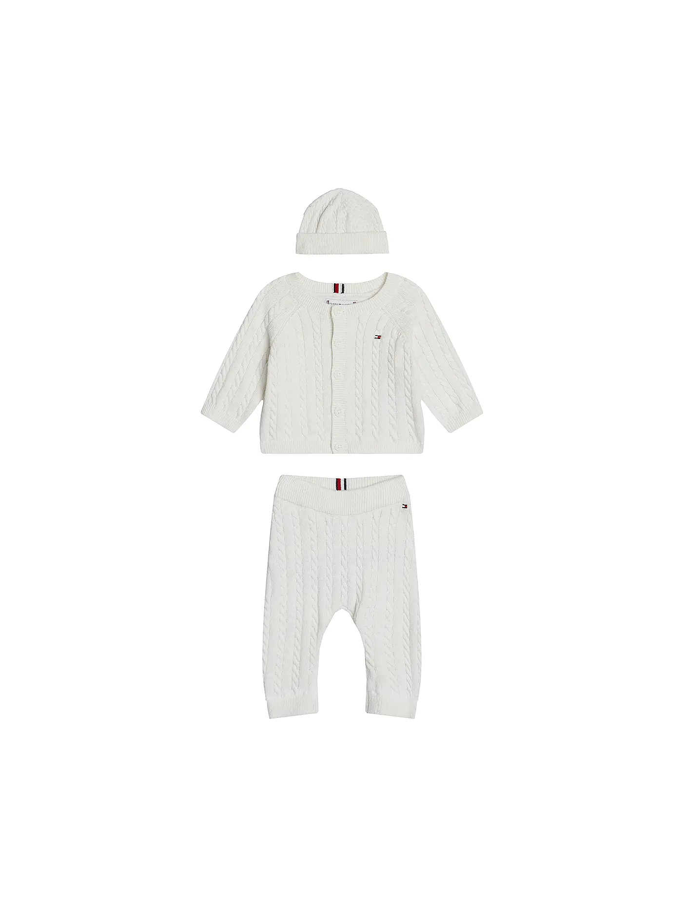 TOMMY HILFIGER | Baby Set 3-tlg Strickjacke, Mütze und Strickhose | 